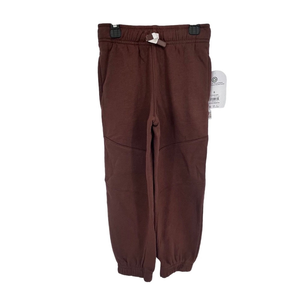 Brown Knit Joggers Kids 5 Reinforced Knee Sporty Activewear Cozy Loungewear Cozy